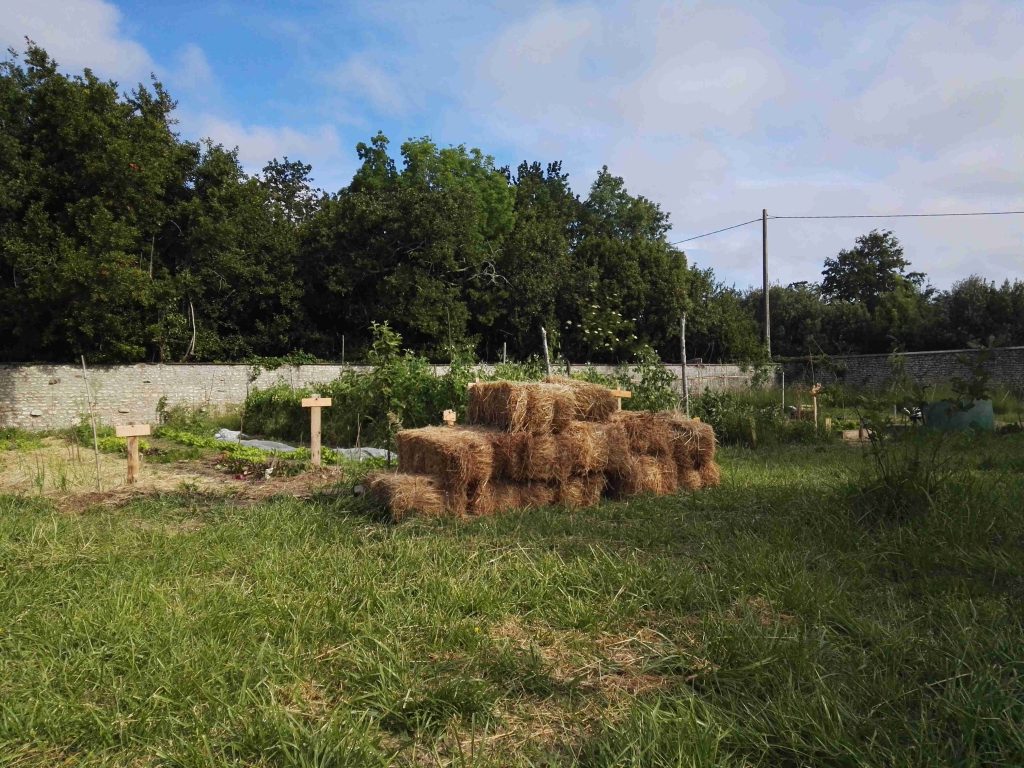 Jardin partagé bottes de paille